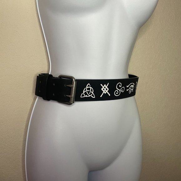 disturbia occult wicca symbol faux leather belt - Picture 5 of 5